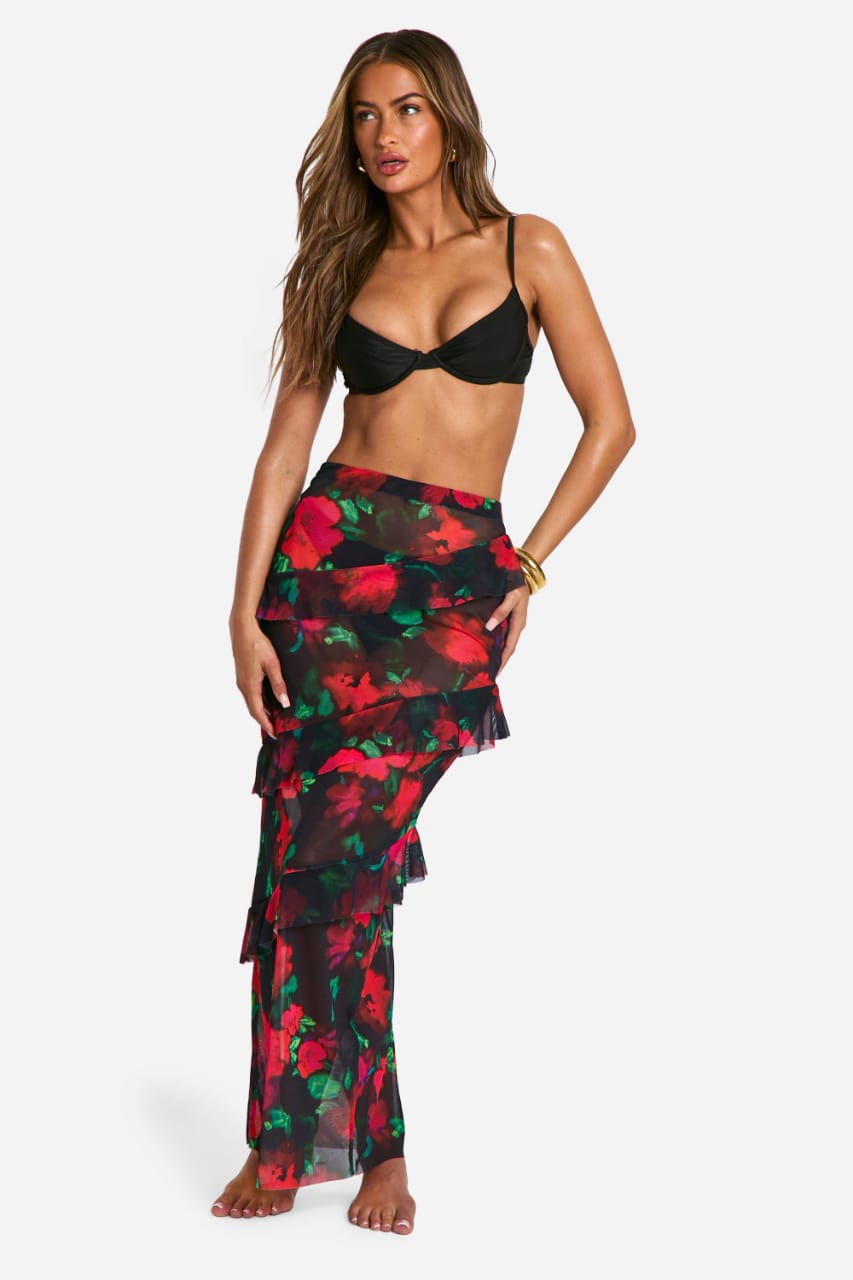 Boohoo Ruffle Beach Skirt