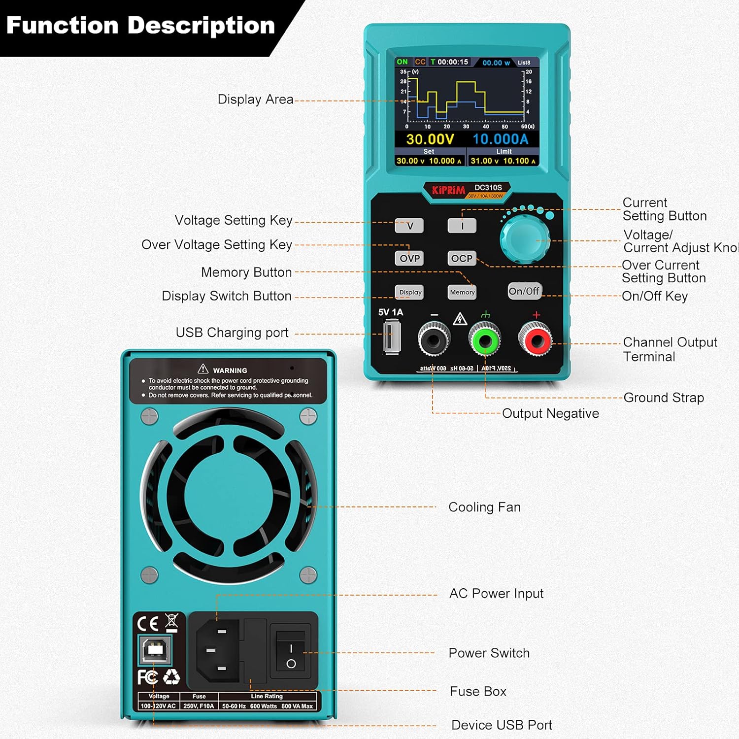 Kiprim Programmable DC Power Supply (0‑30 V, 0‑10 A) | PSU