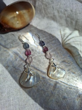 Mermaid's Dream: Fluorite & Mother of Pearl Earrings