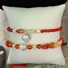 Siren’s Sunrise: Carnelian & Pearl Bracelets