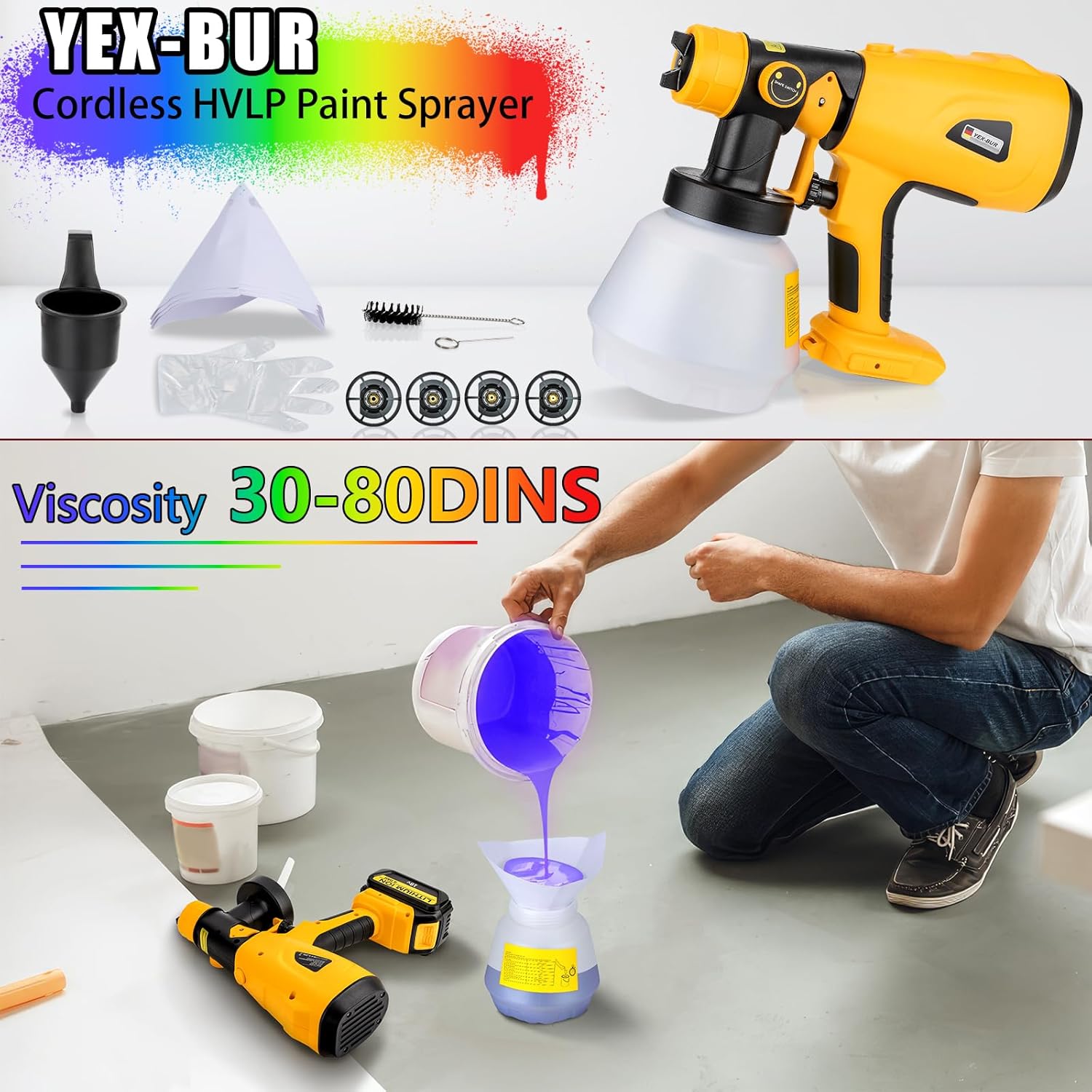 YEX-BUR Cordless Paint Sprayer